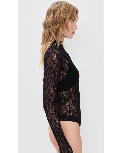 MSGM Black Lace Thong Bodysuit