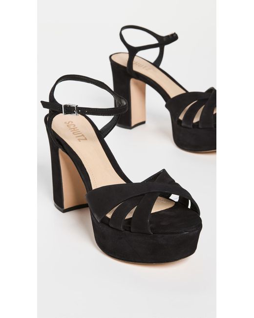 SCHUTZ SHOES Black Keefa Platform Sandals