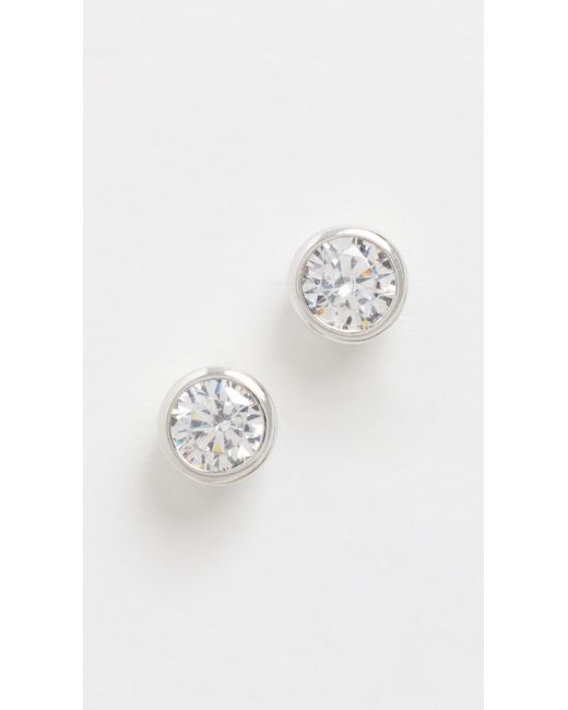 Shashi White Solitaire Bezel Stud Earrings