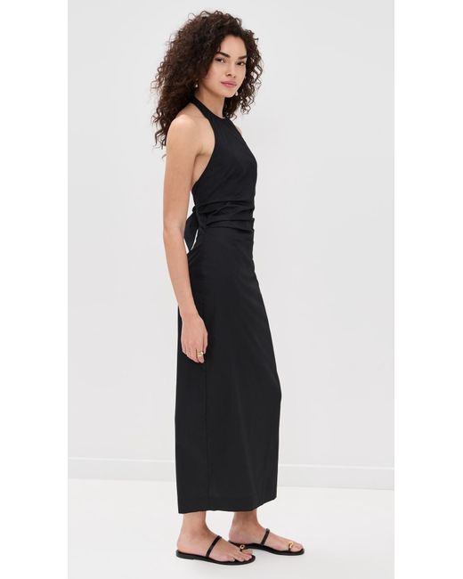 enza costa poplin halter dress in Black Ladies dresses