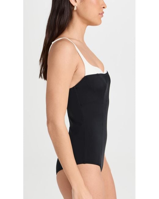 Reformation Black Tossa One Piece Swimsuit Back/white