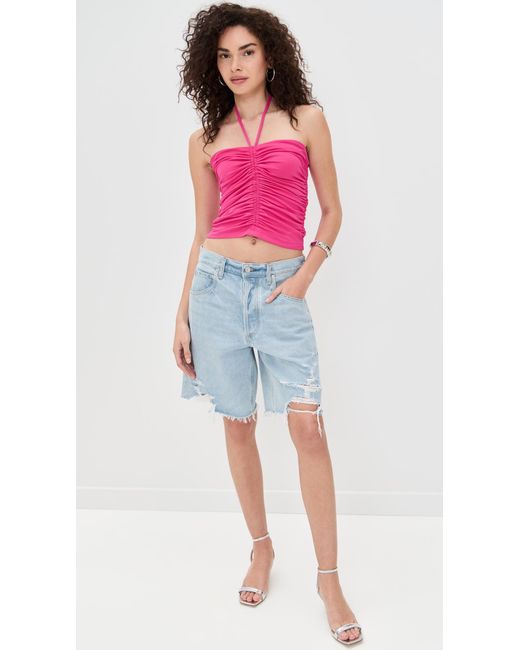 Susana Monaco Pink Gathered String Top