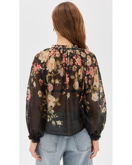 Sea Black Jolie Print Top