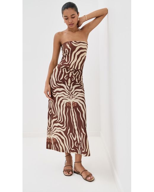 Johanna Ortiz Natural Shimmering Mocca Keel Midi Skirt