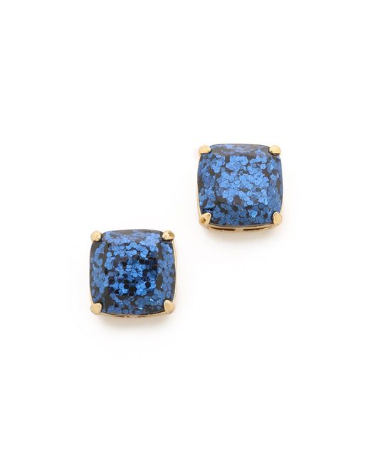 Kate Spade Blue Small Square Stud Earrings - Navy Glitter