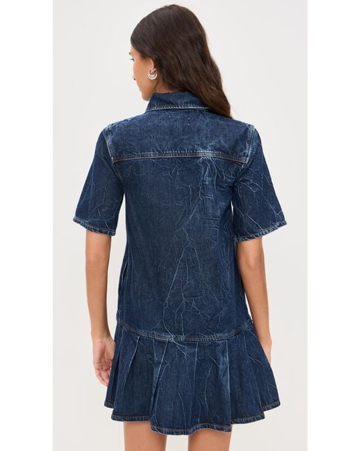 Ganni Blue Crinkled Future Denim Mini Dress