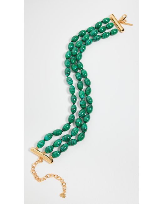 Lele Sadoughi Green Triple Row Diana Choker Necklace