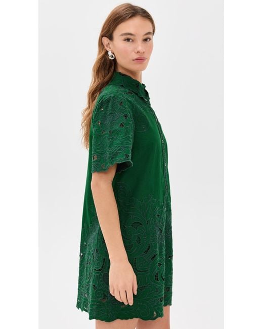 Sea Green Ceci Embroidery Shirt Dress