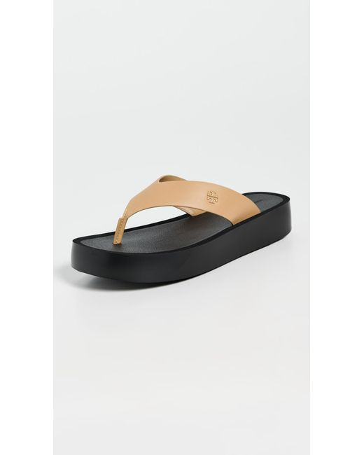 Tory Burch Black Leather Platform Flip Flops