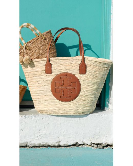 ella straw basket tote bag