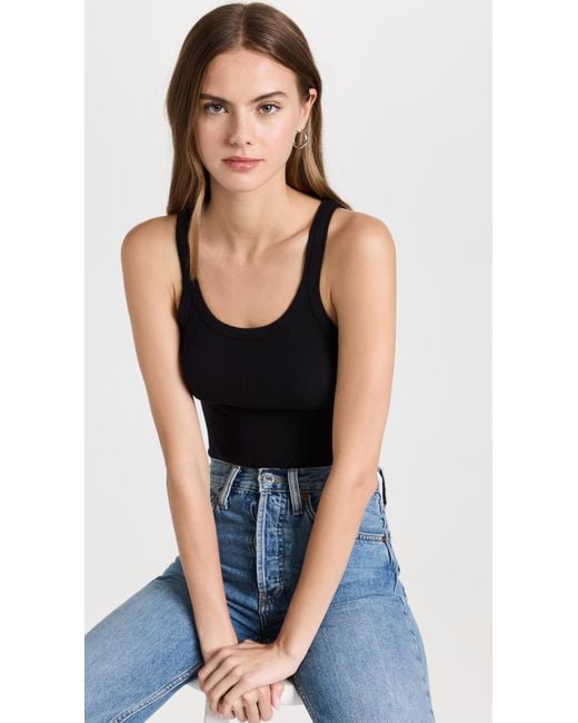 Re/done Black Cropped Ribbed Tank