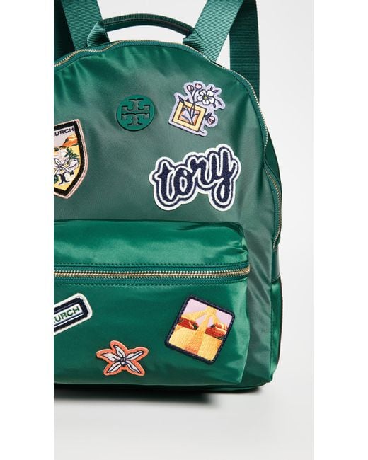 Tory Burch Green Tilda Patches Zip Backpack
