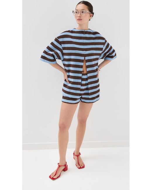 Tibi Blue Bonded Dry Loop Terry Easy Tee