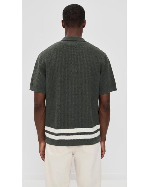 NN07 Black Ares Knit Button Down Polo for men