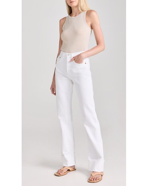 Re/done White High Rise Loose Long Jeans