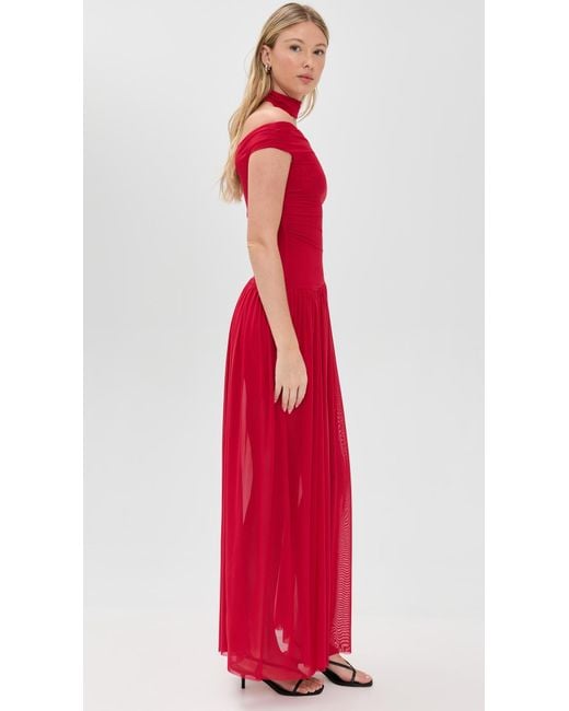 Bec & Bridge Red Deija Off Shoulder Maxi Dress