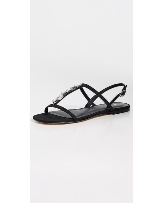 Larroude Black Calypso Flat Sandals