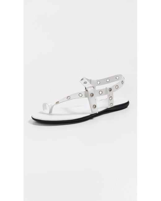 Tory Burch White Eyelet Toe Ring Sandals