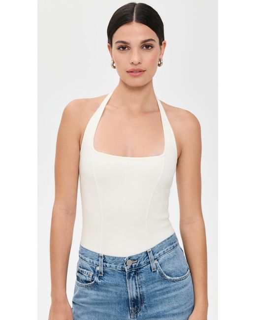 Fleur du Mal Blue Sofia Thong Bodysuit