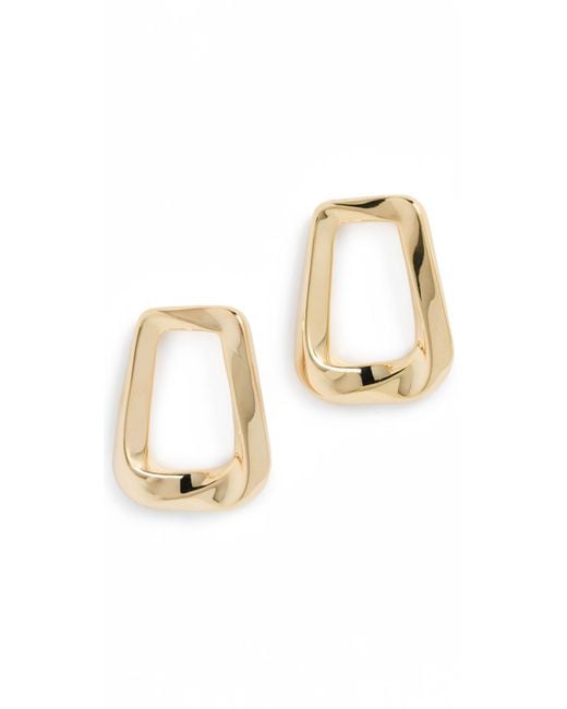 By Adina Eden Metallic Solid Open Curved Rectangular Stud Earrings