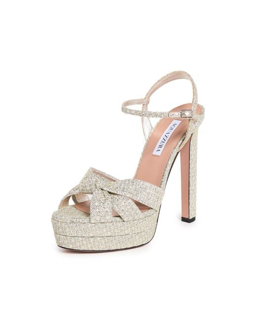 Aquazzura White Nina Plateau Sandals 130Mm