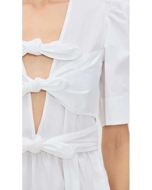ワンピース Ganni Washed Stretch Cotton Tie Strap Midi Dress GANNI Washed Stretch Cotton Tie Strap Midi Dress – Høyer