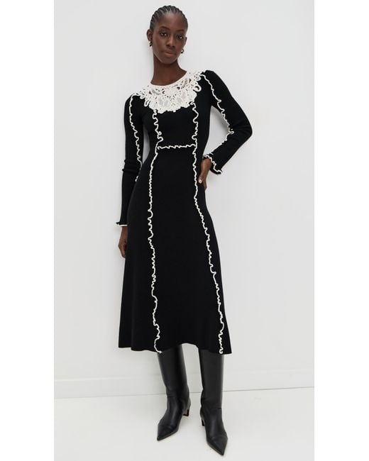 Sea Black Vania Lace Midi Knit Dress
