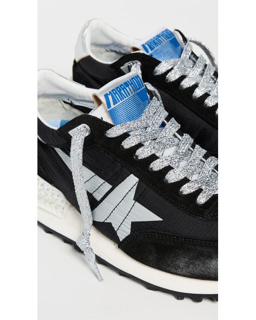 Golden Goose Deluxe Brand Black Running Marathon Nylon Upper Suede Toe And Spur Printed Star Laminated Heel Sneakers