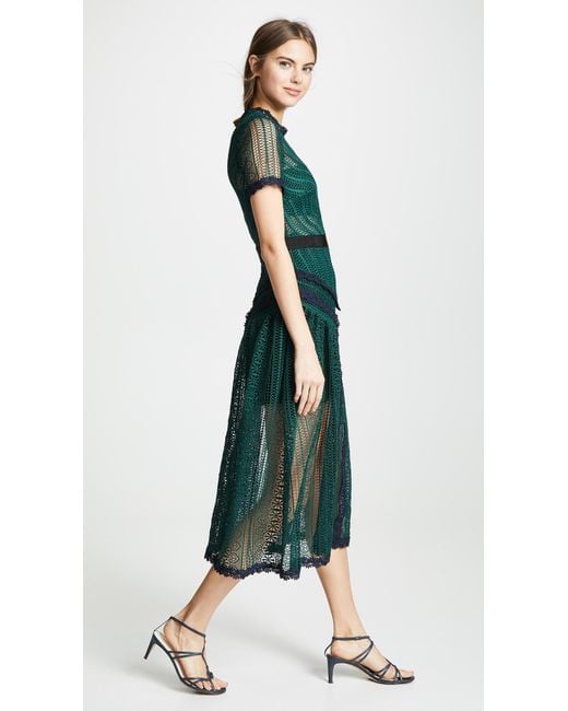 Self-Portrait Wave Lace Dress in Green | Lyst Canada Self-Portrait Wave Lace Dress in Green | Lyst Canada