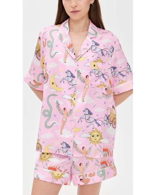 Greek Pyjamas Karen Mabon Greek Mythology Short Pajama Set in Pink | Lyst