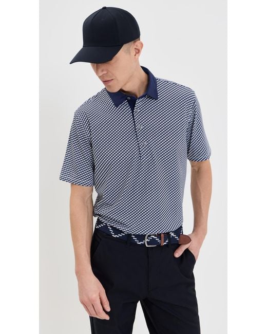 Greyson Blue Houndstooth Printed Polo for men