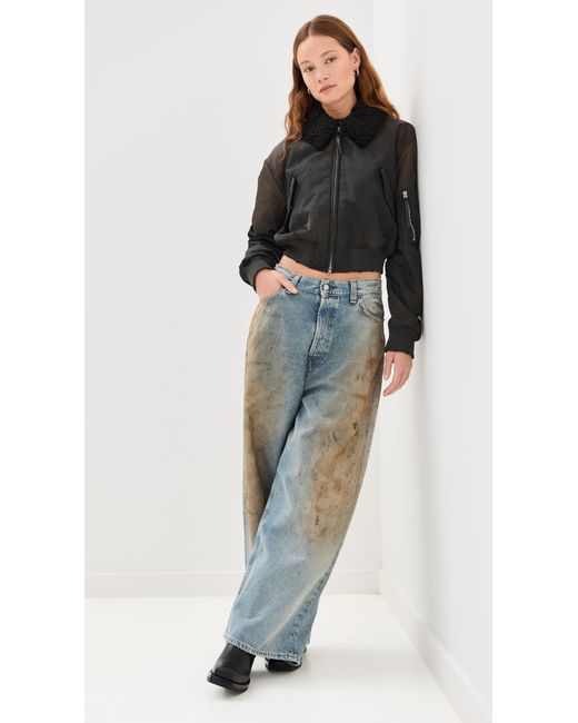 Acne Black Furry Collar Bomber Jacket