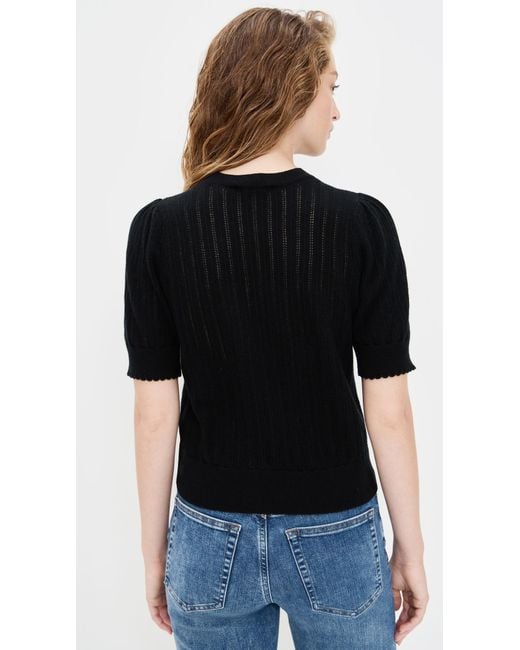 FRAME Black The Ladder Cashmere Pointelle Sweater