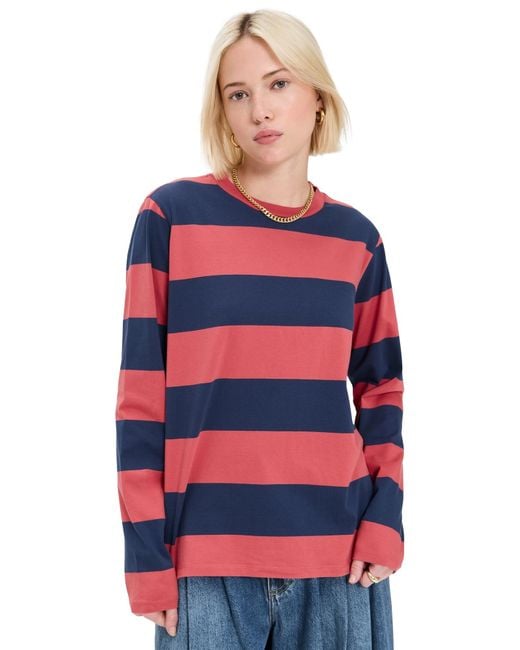 Clare V. Long Sleeve Tee in Red | Lyst