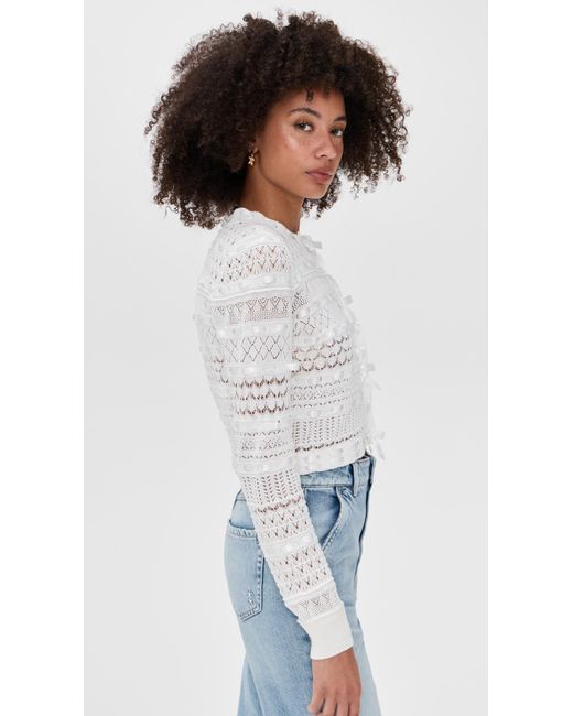 LoveShackFancy White Roselline Cardigan
