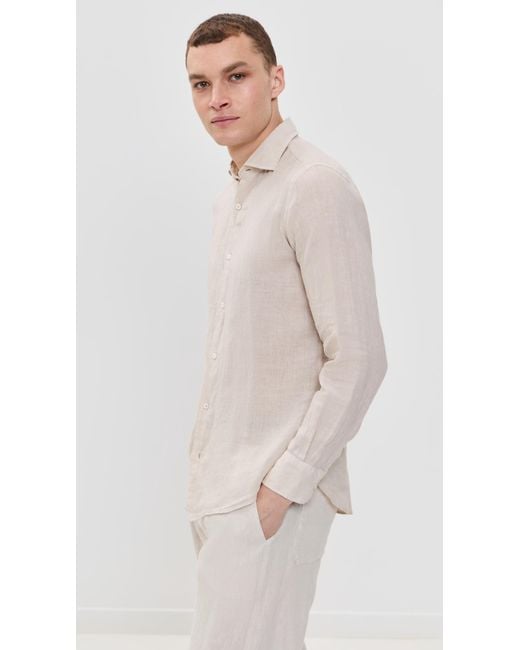 Fedeli Natural Nick Linen Button Down Shirt for men