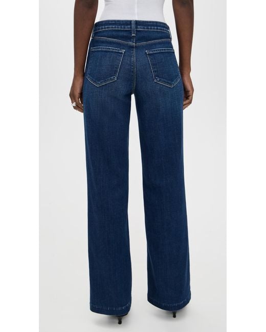 L'Agence Blue Scottie High Rise Wide Leg Jeans