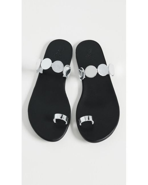 Ancient Greek Sandals Black Calisto Mirror Sandals