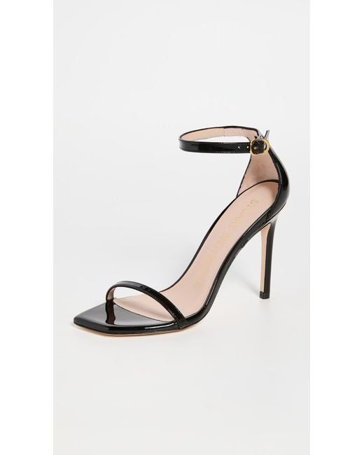 Stuart Weitzman Black Nudist Curve 100 Patent Sandals