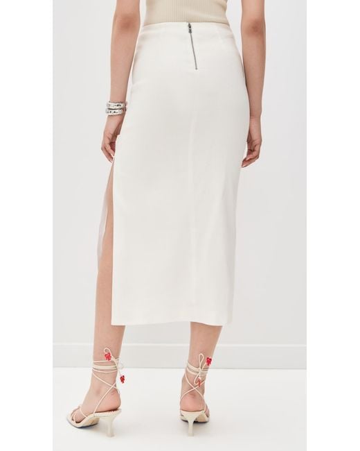 Alice + Olivia White Maeve Slip Skirt With Slit