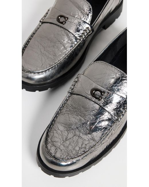 CoachコーチJocelyn Crinkle Leather Logo Loafersローファー Amazon.com | COACH Women's Jolene Loafer, Anthracite, 5