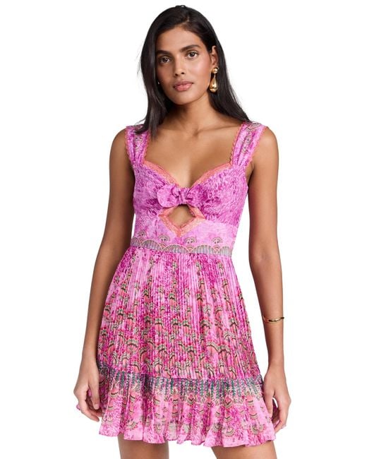 Saloni Pink Lina Short Dress
