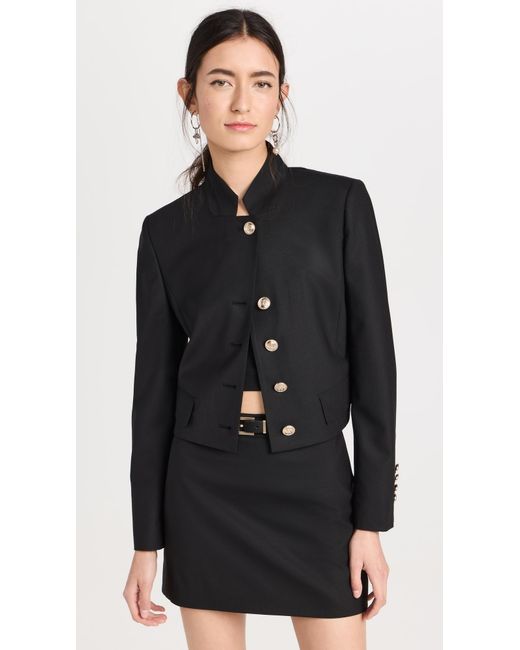 Juun.J Black Wool Blended Standup Collar Cropped Jacket