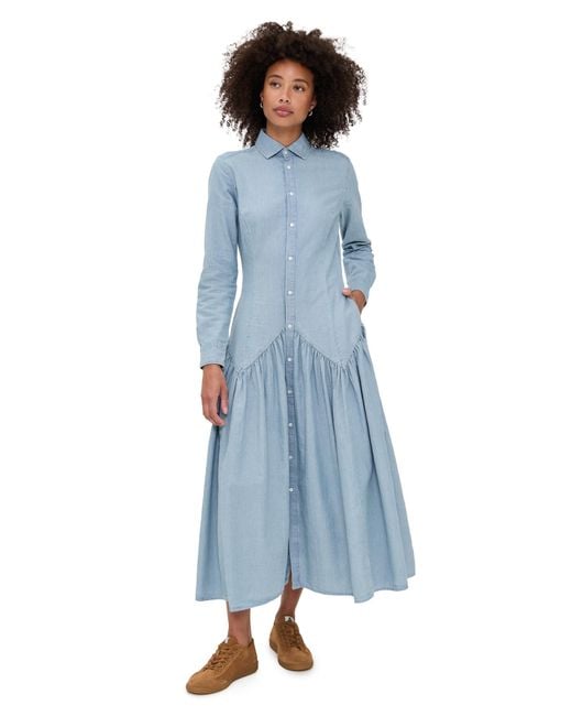 Polo Ralph Lauren Blue Chambray Long Sleeve Shirt Dress