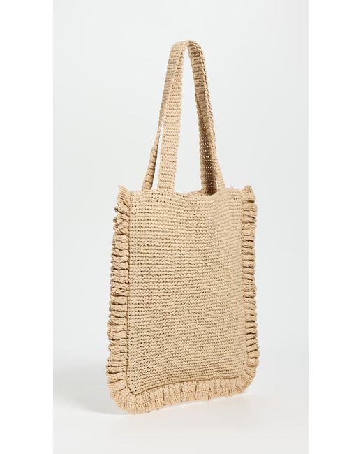 Loeffler Randall Natural Justine Crochet Ruffle Tote