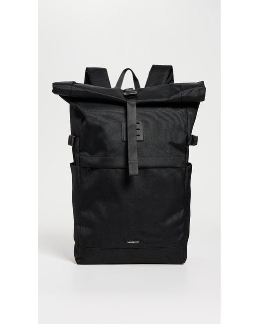 Sandqvist Black Icon Medium Rolltop Backpack for men