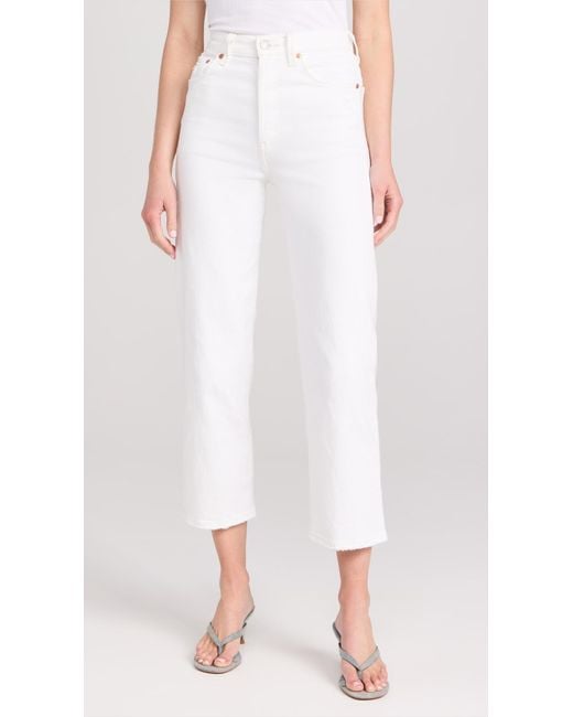 Levi's White Ribcage Straight Ankle Jeans