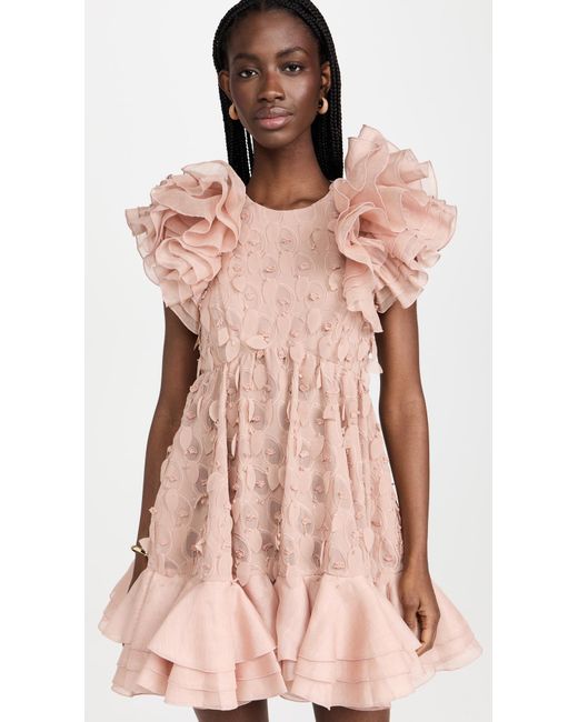 Zimmermann Synthetic Dancer Frilled Mini Dress in Blush (Pink) | Lyst