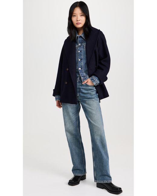 Re/done Blue Oversized Peacoat
