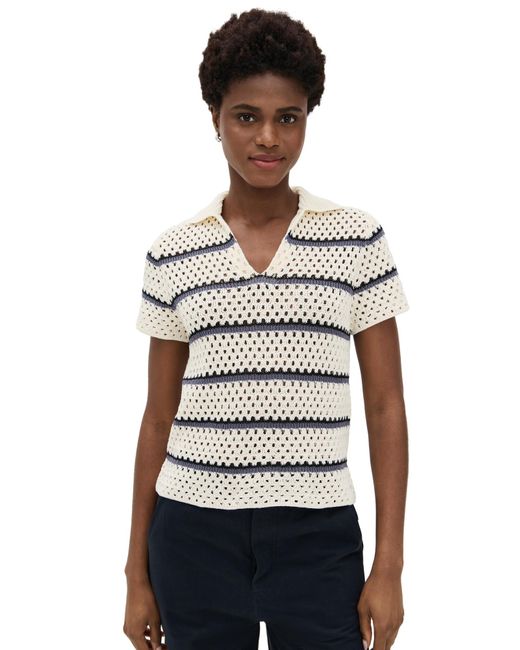 Vince Black Macrame Stripe Henley Tee